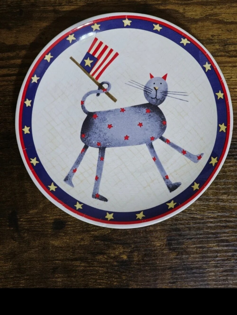 Rare Collectible Jo-Ann Fabric Debbie Mumm Red White & Blue Patriotic Plate